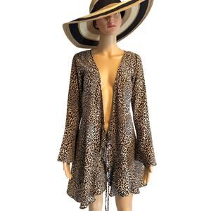 H&M Divided Leopard Print Wrap Swim Cover Up, Women's Size 8